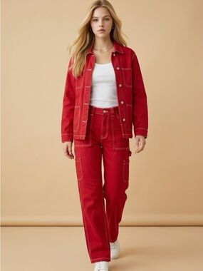 Garage High-Waist Cargo Pants | Size 01 | Red Utility Style